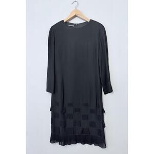 Vintage Dress LOUIS FERAUD WEST GERMANY sz 10 (US) Black Cocktail Long Sleeve